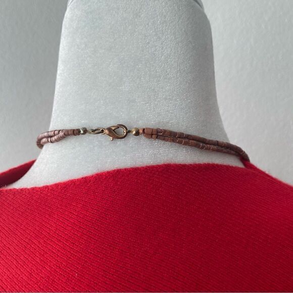 Brown Beaded Necklace Small Beads Bohemian - Picture 3 of 6